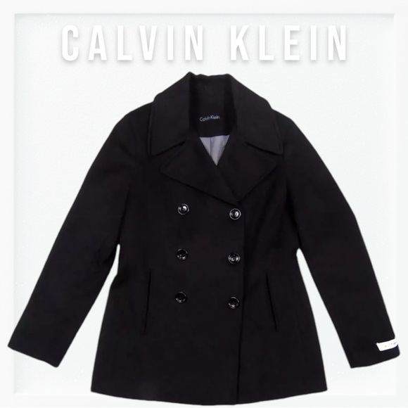 NWT Calvin Klein Wool Cashmere Black Peacoat sz 2X - Picture 1 of 15